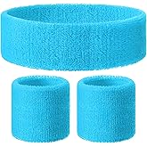 Knitgrip 3 Pack Neon Sweatbands Set 80s Wristband and Headband Color War Accessories Sports Sweatbands for Summer Ball Party