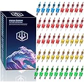 Poseidon 50Pcs Tattoo Cartridge Needles Assorted Mixed Size Round Liner Shader Magnum Curved/Round Mag # 12 Standard 3RL 5RL 7RL 9RL 5RS 7RS 9RS 7RM 9RM 9M1 Disposable Membrane for Tattoo Pen