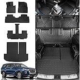 Rongtaod Floor Mats Compatible with 2020-2025 Hyundai Palisade Floor Liner Trunk Mat Cargo Mat Cargo Liner Back Seat Cover Protector 2024 Palisade Accessories (Trunk Mat with Backrest Mat+Floor Mats)