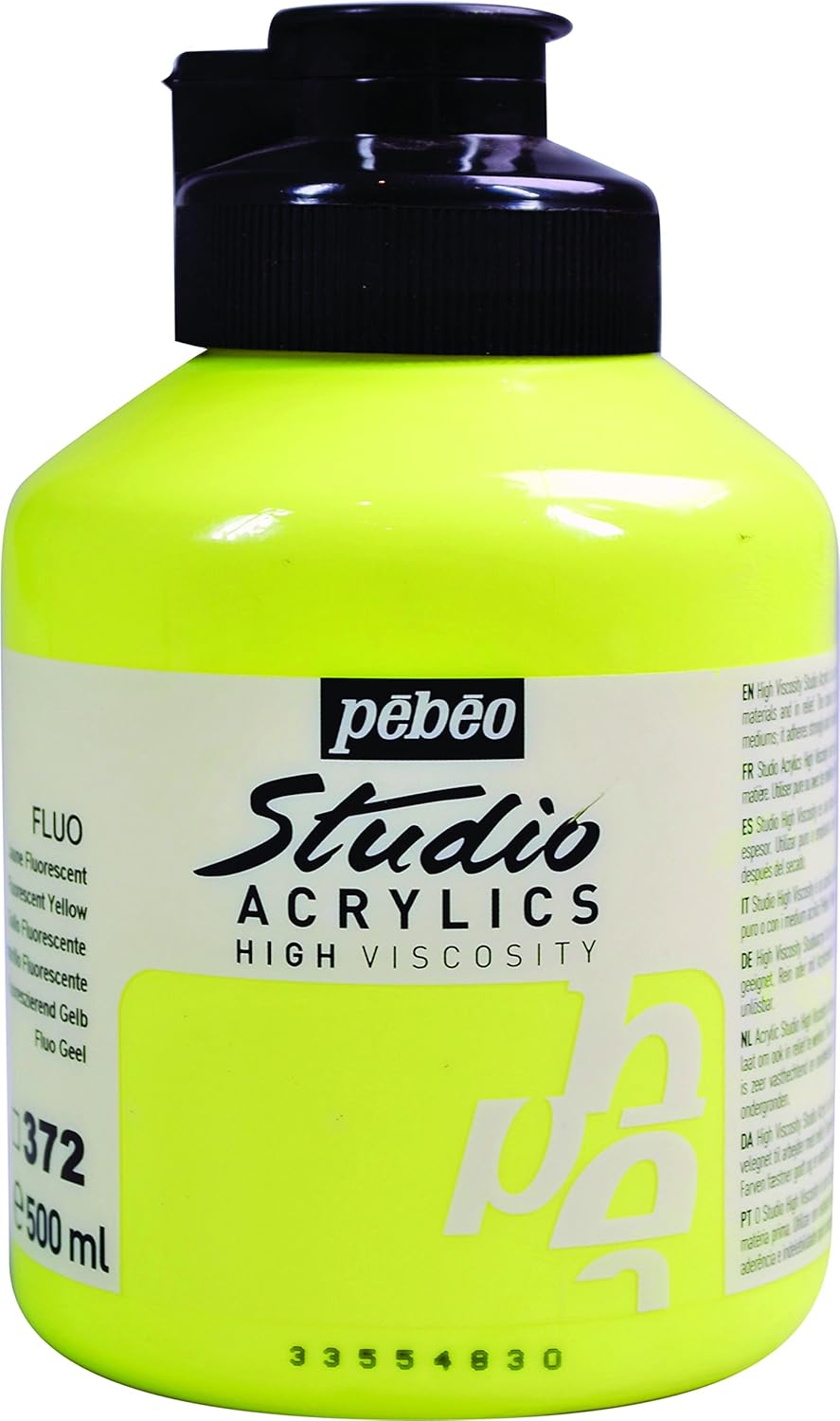 Pébéo Fluorescent Acrylic Paint Yellow 500 ml Tub Amazon.co.uk Office Products