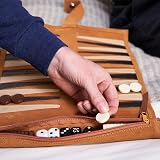 Jaques of London Roll Up Travel Backgammon Set Luxury Leather view 6