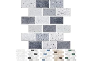 URCOLOR 10-Sheet Backsplash Tile for Kitchen Peel and Stick,12"x12" Self Adhesive Wall Tiles on Back Splashes for Bathroom Gray