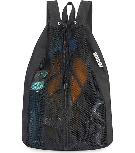 Fitdom Large Mesh Swim Drawstring Sling Bag - For Swimming, Gym, Beach & Travel