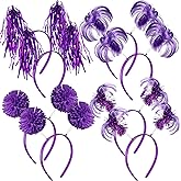 Censen 8 Pcs St. Patrick's Day Pom Pom Headbands Easter Spirit Party Headbands Tinsel Ponytails Headwear for Birthday Holiday