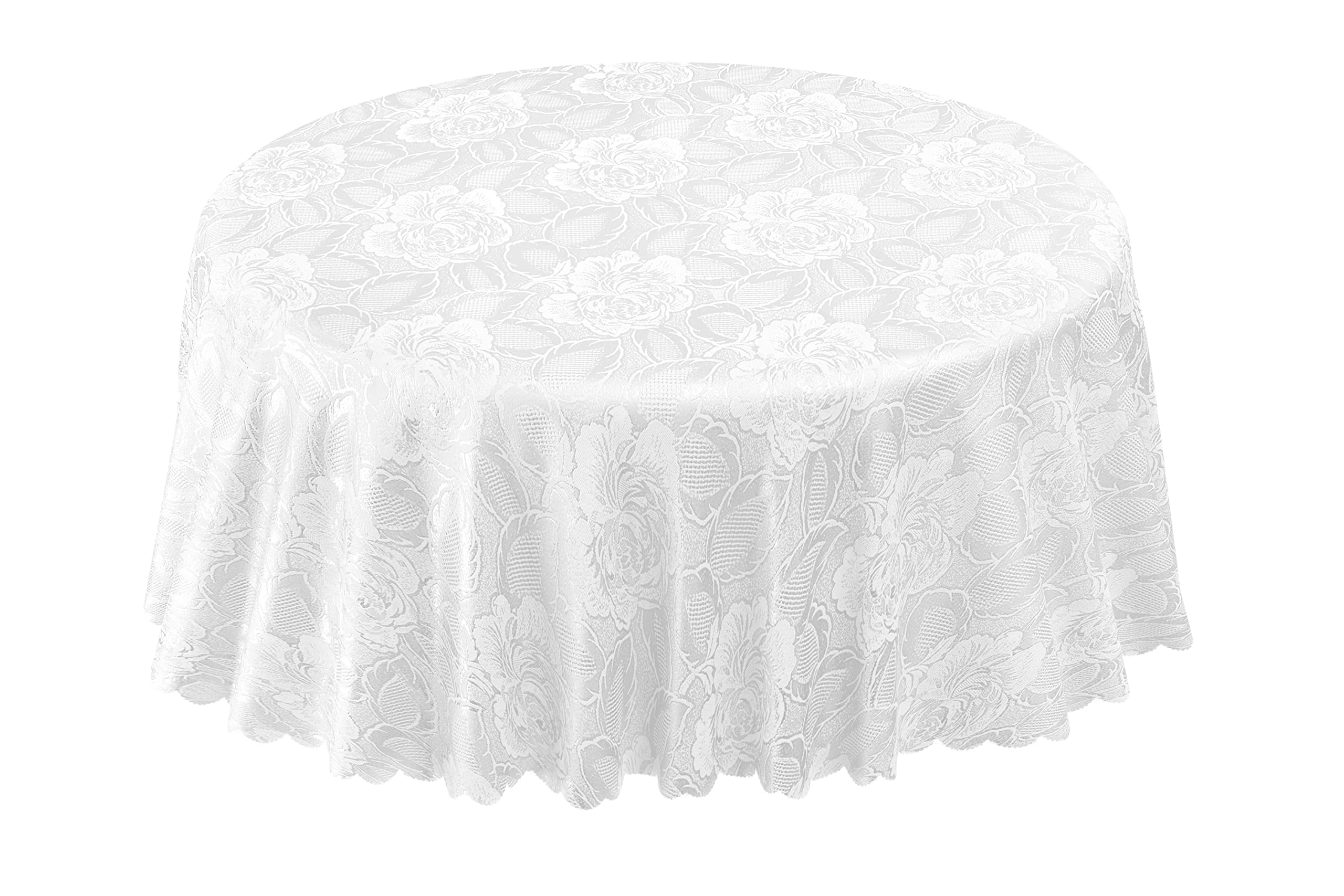 Emma Barclay Damask Rose - Jacquard Table Cloth in White - 63" (160cm) Round — image 1