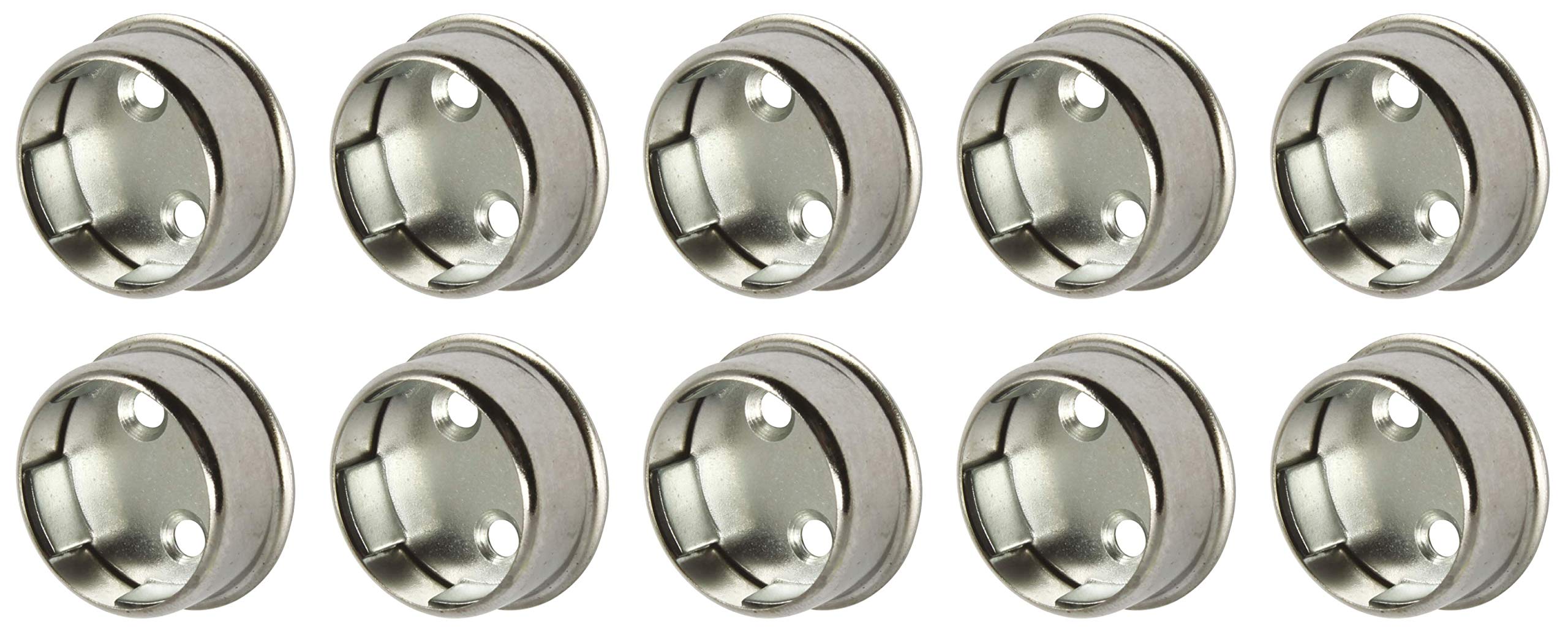 WARDROBE RAIL ROD END SUPPORTS BRACKETS SOCKET ROUND 25mm Chrome Plated Finish x10