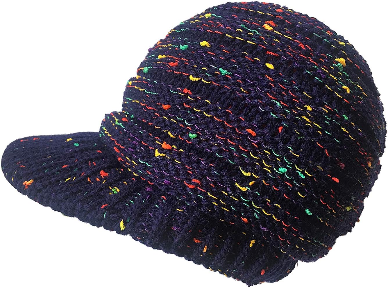 Becann Ponytail Hat Women's Winter Hat Soft Stretch Cable Knit High Bun Messy Visor Beanie Cap