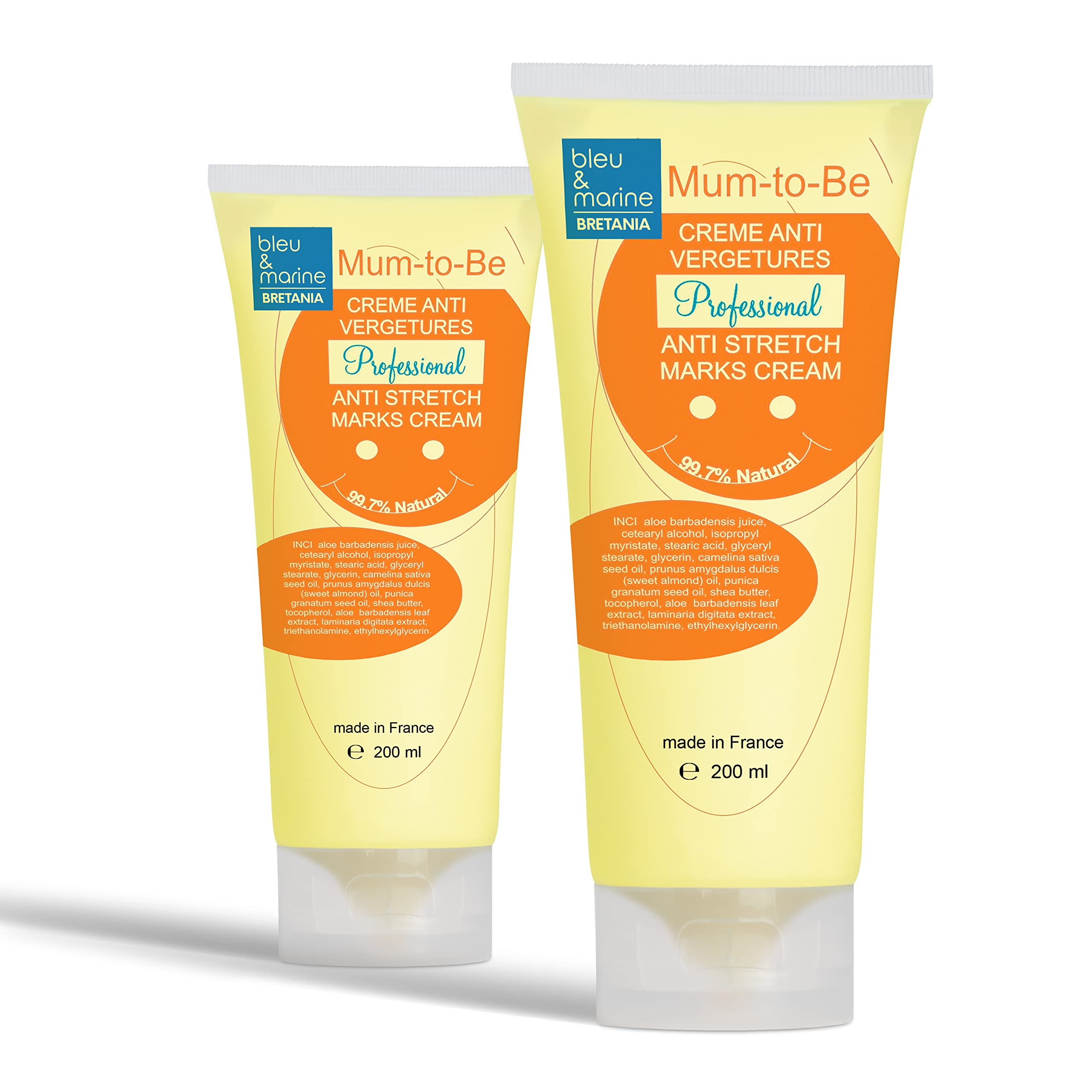 Mam-to-Be Anti Stretch Mark Cream Prevention and Repair Cream with Aloe Vera Gel, Shea Butter and Vitamins, for Pregnancy, Fragrance Free Formula (Pack 2 x 7.03 fl oz)