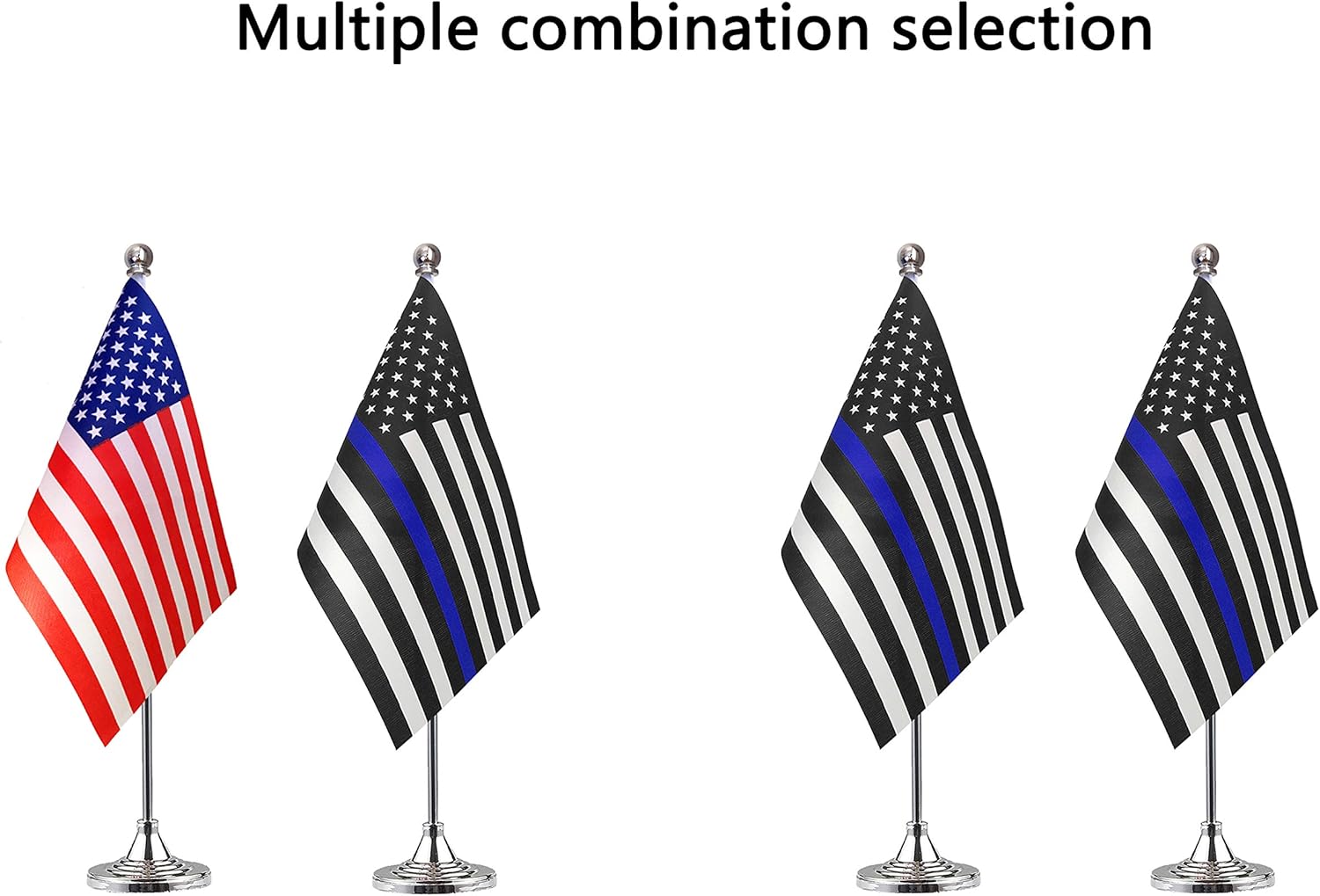 WEITBF Thin Blue Line USA American Police Desk Flag Small Mini Honoring Law Enforcement Officers US Flags Office Table Flag with Stand Base,2 Pack: Garden & Outdoor