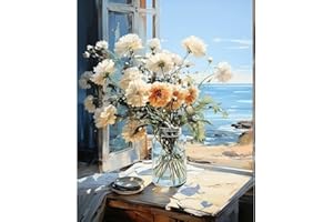 PRASIO Paint by Numbers Kit for Adults Beginner, Flower Adult Paint by Number Kits on Canvas, DIY Acrylic Watercolor Oil Paint by Number for Adults for Home Decor Gift 16x20 Inch