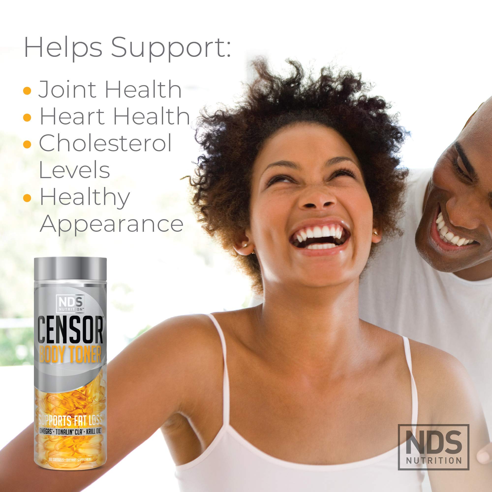 Censor NDS Nutrition Fat Loss and Body Toner with CLA, Fish Oil, Safflower and Omega 3-6-9 Blend - Dietary Supplement for Improved Energy, Metabolism and Health - 180 Softgels