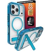 ZAGG Santa Cruz Snap Case with Kickstand for iPhone 17 Pro - Tranquil Blue, Drop Protection (13ft/4m), MagSafe Charging Compatible, ClearGuard Anti-Yellowing Technology, Scratch Resistant Phone Case