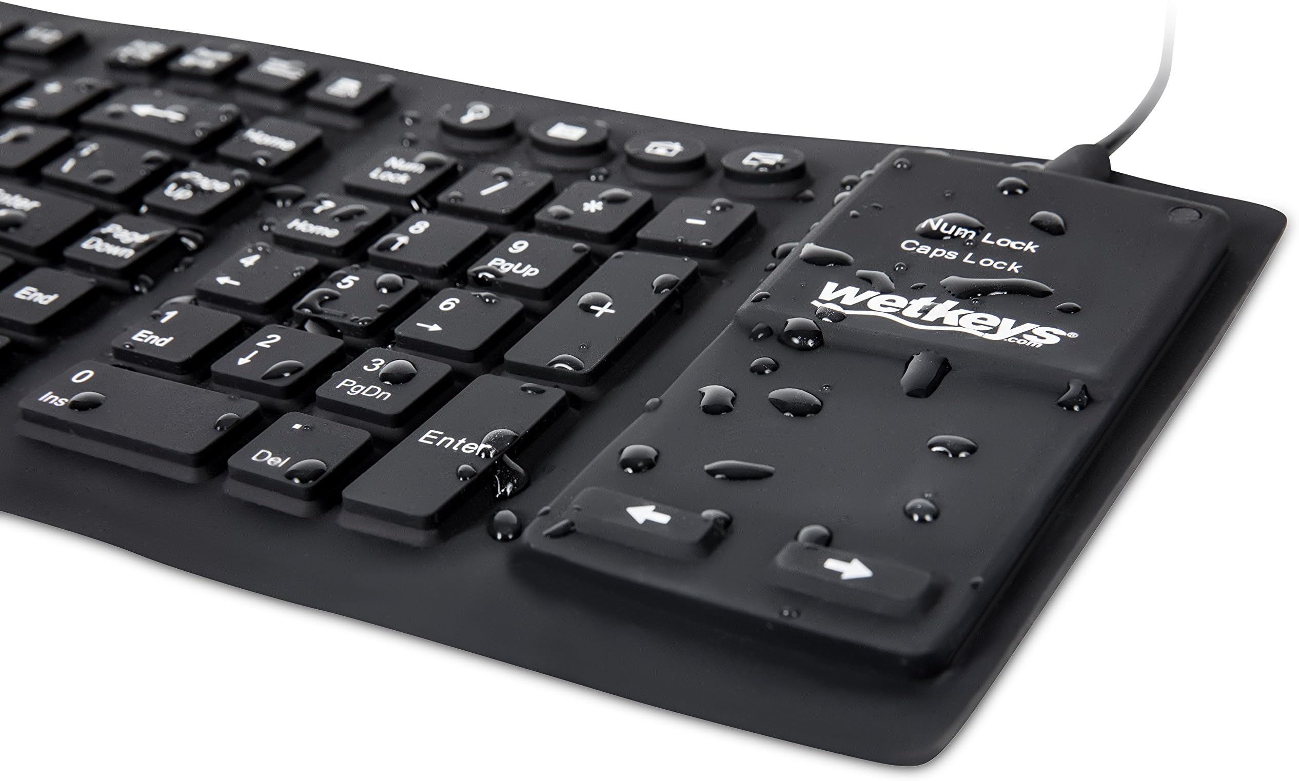 WetKeys Waterproof Professional-grade Full-size Keyboard w/ Touchpad (USB) (Black) | KBWKFC108T-BK