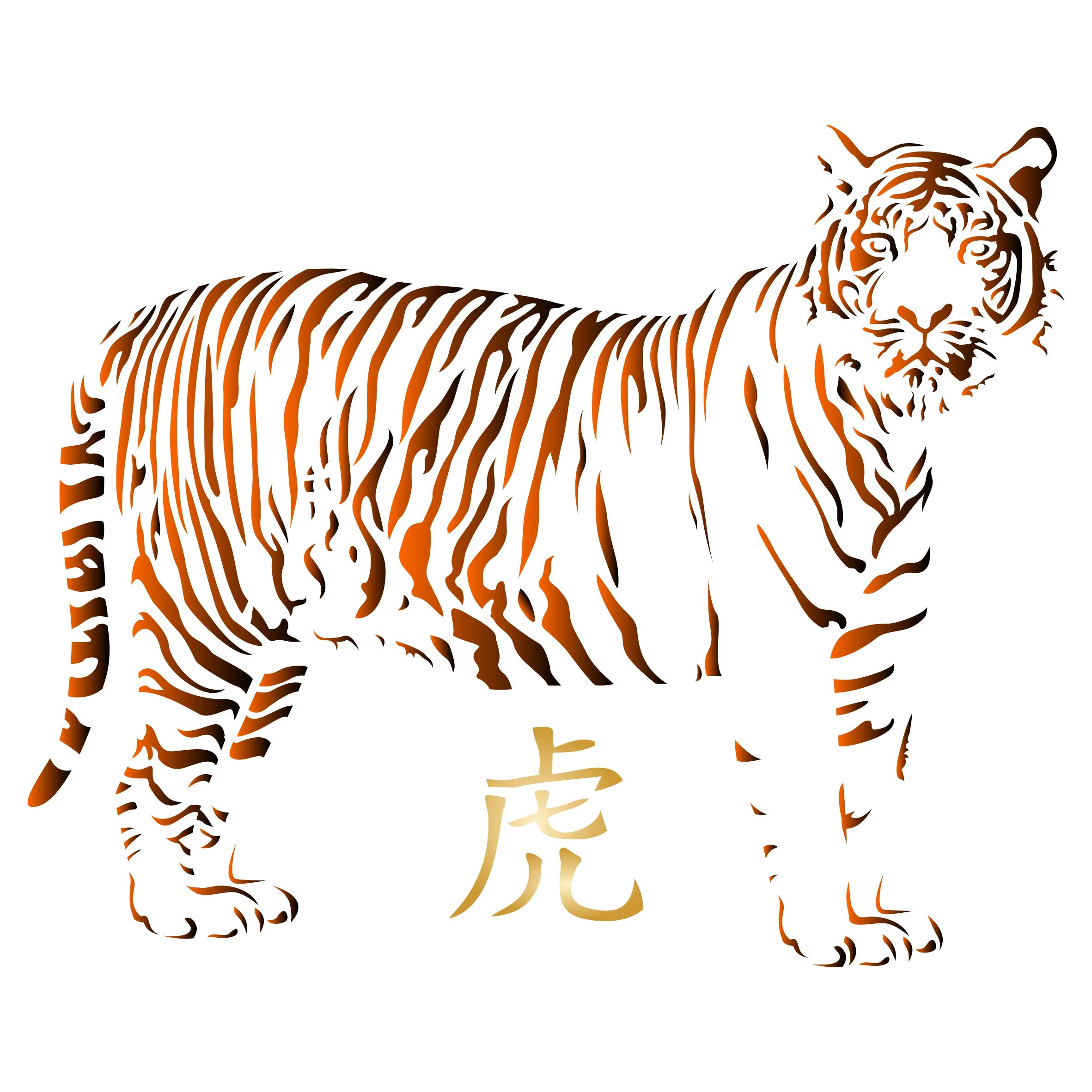 Tiger Stencil - 32 x 25.5cm (M) - Reusable African Big Cat Animal Wildlife Stencils for Painting