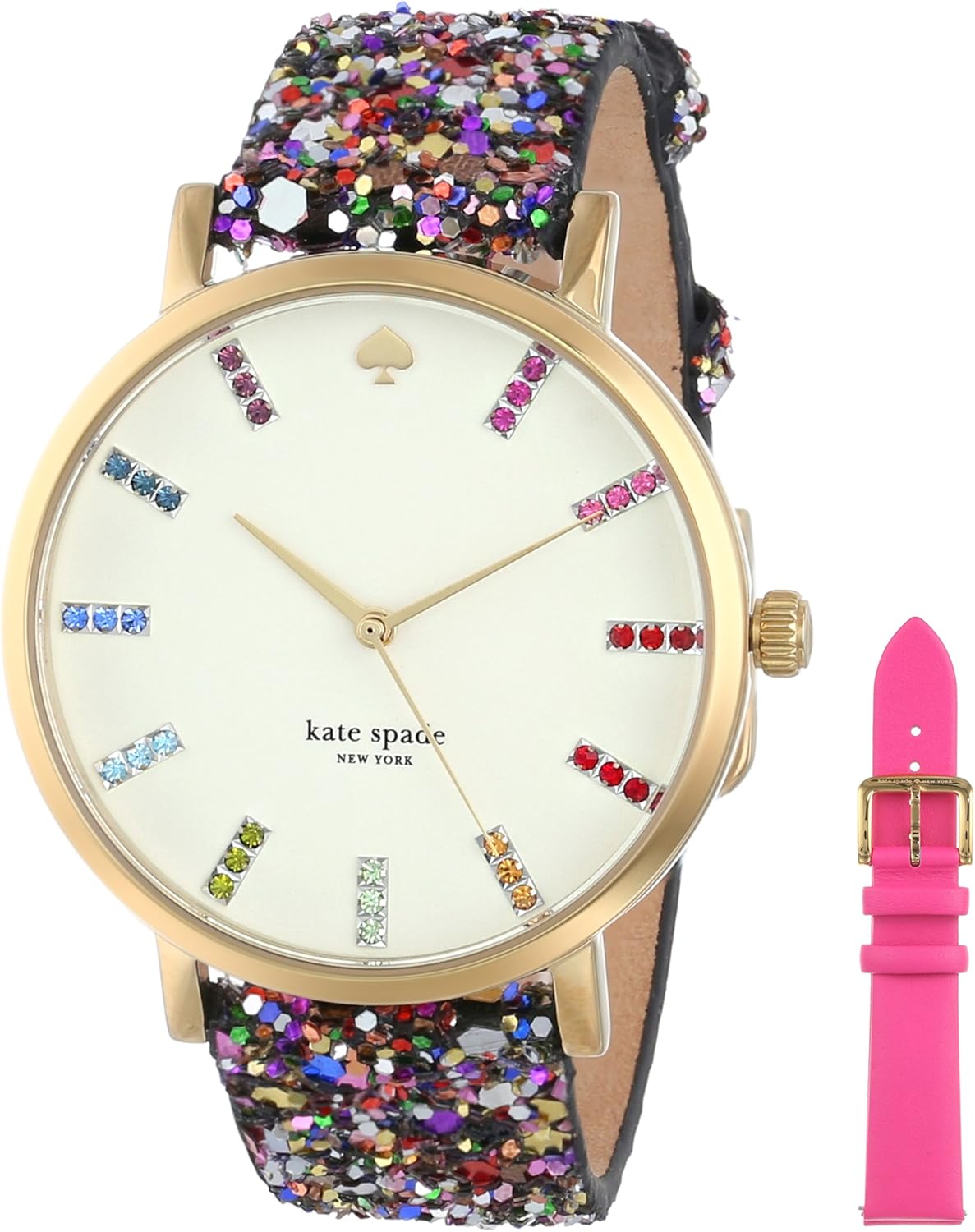 Amazon Com Kate Spade New York Women S 1yru0297a Multi Glitter Interchangeable Strap Crystal Markers Metro Grand Watch Set Watches