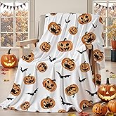 Mocsicka Halloween Throw Blanket, Halloween Pumpkins Bat Soft Warm Fleece Throw Blanket Home Decorations for Bed Sofa Couch Travel 50"x60"