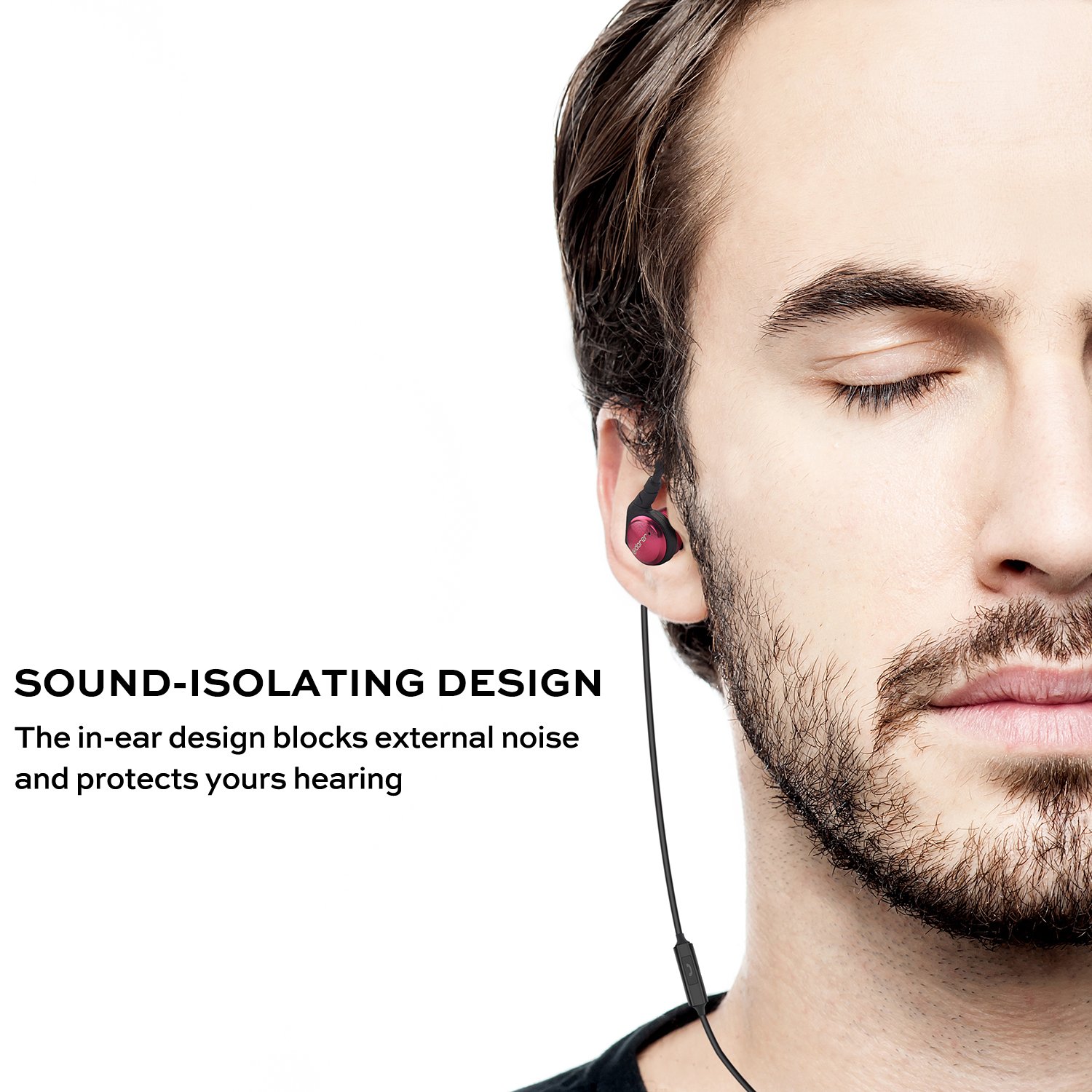 Adorer M9 Hochwertiger Geräuschisolierender In-Ear Kopfhörer mit Mikrofon, Aluminiumgehäuse 3,5mm Klinkenstecker Ohrhörer - Rot