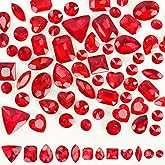 Mix Crystal Rhinestones 106Pcs Point Back Glass Gems Faceted Rhinestones Jewels Embelishments with Silver Plated Back for Crafts, Jewelry Making, Clothes, Shoes, Dress Red