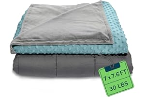Quility Weighted Blanket for Adults - 30 LB King Size Heavy Blanket for Cooling & Heating - 100% Cotton Big Blanket w/ Glass Beads, Machine Washable Blankets - 86"x92", Aqua
