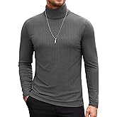 COOFANDY Men's Turtleneck Sweater Slim Fit Lightweight Basic Ribbed Sweaters