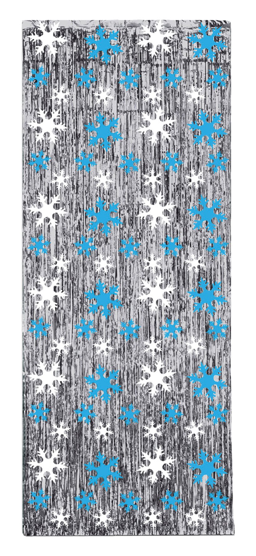 Beistle 20340 Snowflake 1-Ply Gleam 'N Curtain, Silver/Blue/White, One Size
