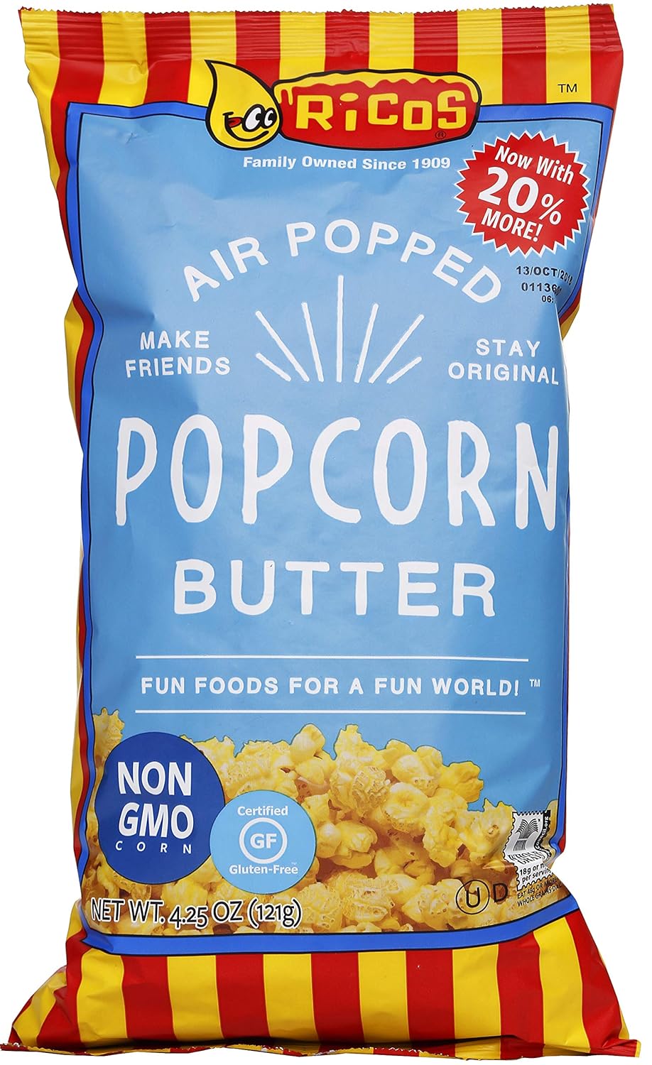 Ricos Butter Popcorn (Case 12 Pack, 4.25oz bags