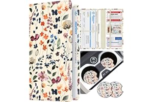 Slohif Car Registration and Insurance Holder - Plant Vehicle Glove Box Organizer Women with Magnetic Shut Leather Automobile License Holders Coasters Auto Accessories Case for Document