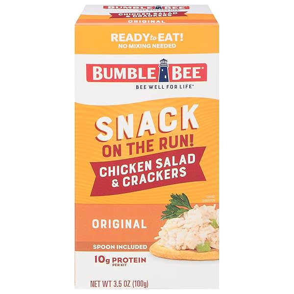 BUMBLE BEE SNACK ON THE RUN CHICKEN SALAD WITH CRACKERS KIT, 3.5 OZ – READY TO EAT, SPOON INCLUDED – SHELF STABLE & CONVENIENT PROTEIN SNACK