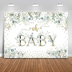 Mocsicka Greenery Baby Shower Backdrop Oh Baby