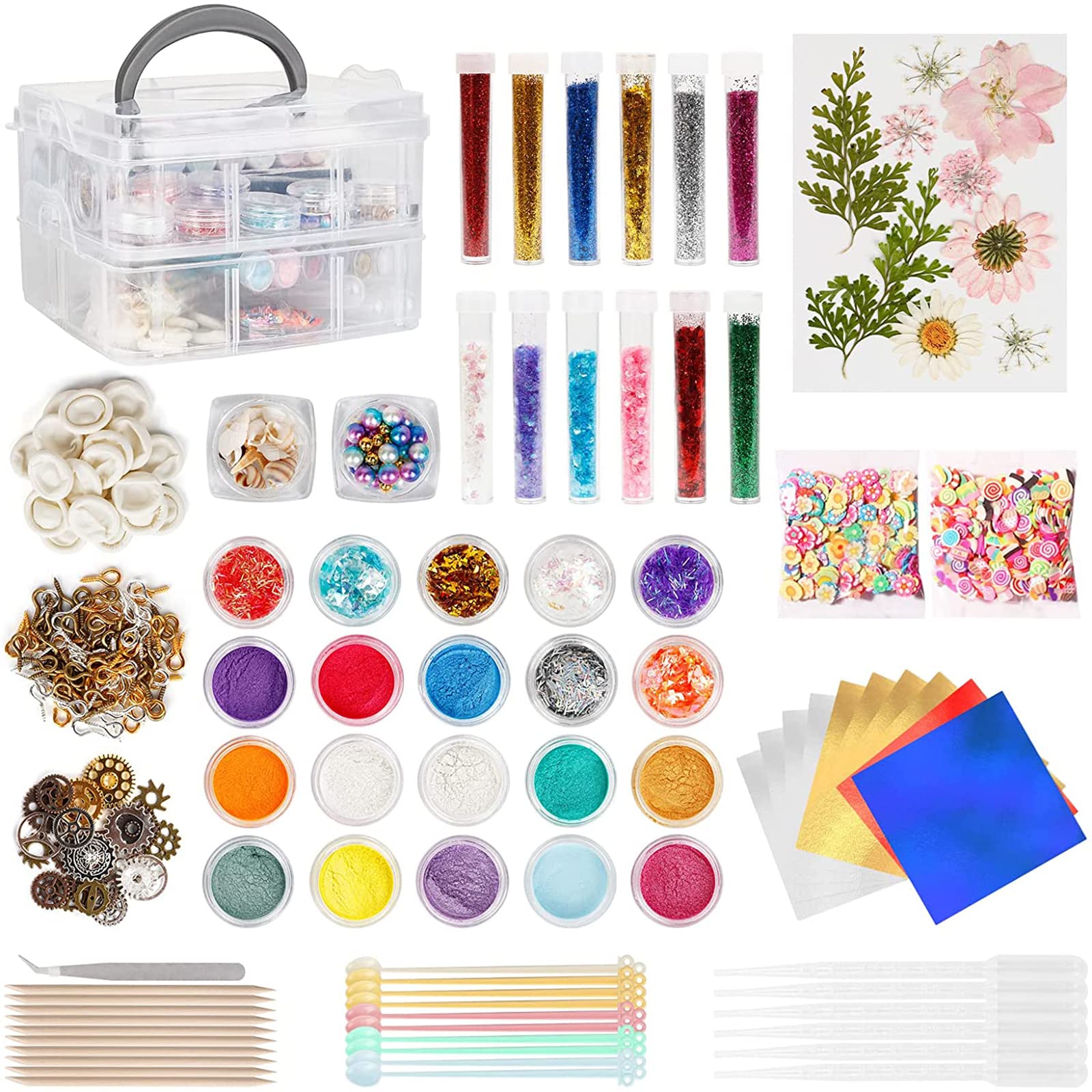 Hotoolme Resin Jewellery Making Kit Resin Accessories and Supplies Kit 220pcs Resin Crafts Nail Art Decorations