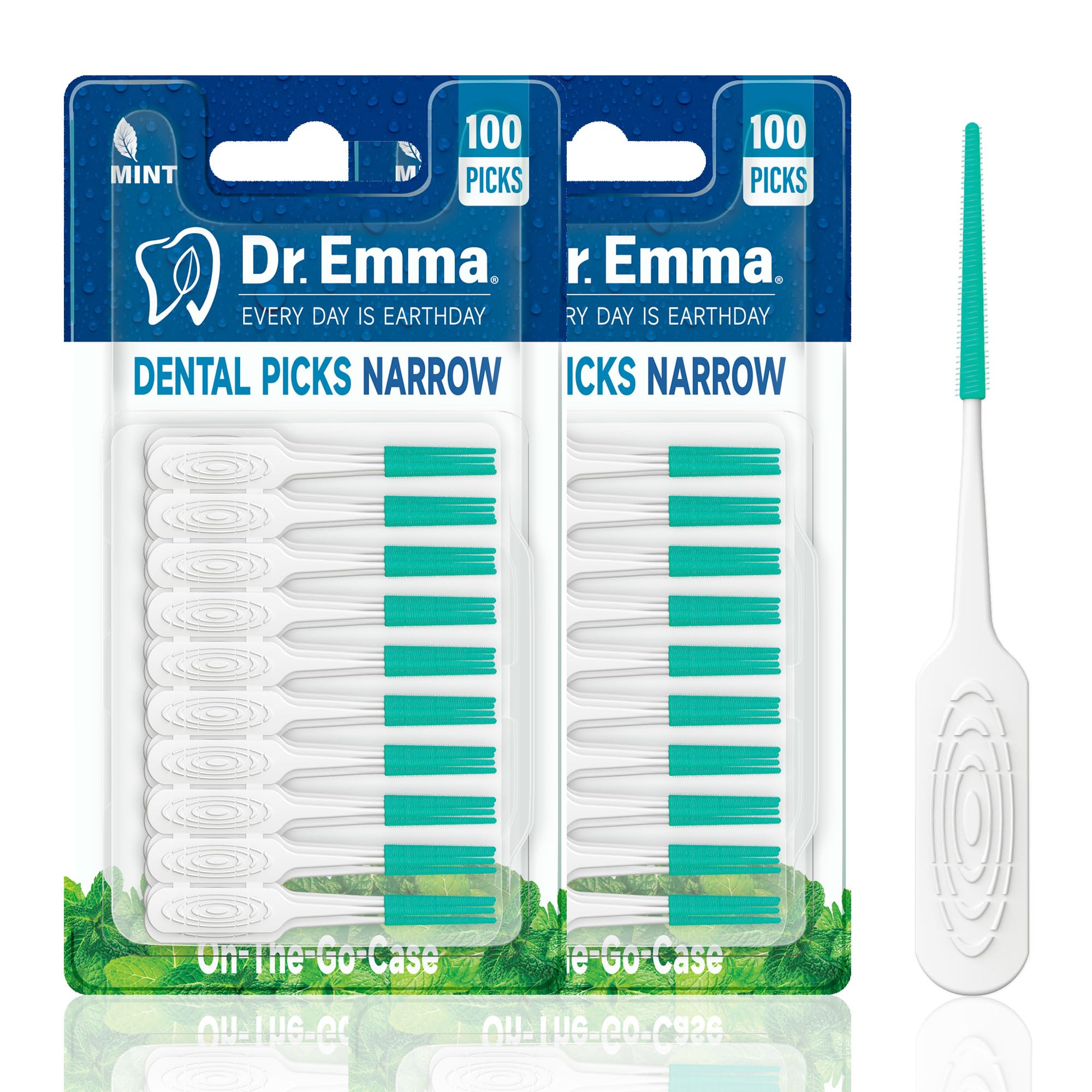 Photo 1 of Dr. Emma Dental Picks Narrow Space Mint Soft Rubberized Tooth Picks Tight Floss Pick Easy to Use Brush Picks for Teeth Cleaning and Gum Health 100Ct/Pack, 2 Pack(200Ct)