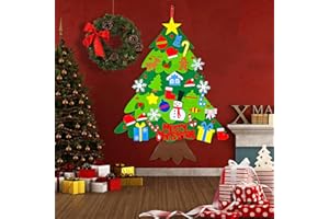 noonimum Felt Christmas Tree with Lights for Kids, DIY Wall Hanging Christmas Tree for Chritsmas Decor, 32pcs Toddler Ornaments Christmas Tree New Year Decorations Party Supplier