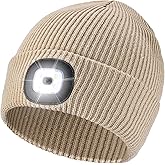 Etsfmoa Unisex Hat with Light,Winter Knitted Lighted Beanie for Men and Women,Rechargeable LED Cap