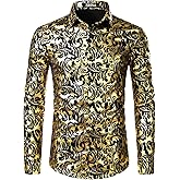 ZEROYAA Men's Luxury Paisley Floral Printed Button Down Shirt