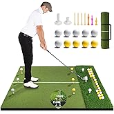 Premium Dual-Turf Golf Mat with Ball Tray, 5x4 FT Golf Hitting Mats Practice Outdoor Indoor for Backyard Driving Range Simulator Mat, Golf Chipping Swing Training Aid Mat, Gifts for Dad,Men,Golfers