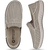 Mens Slip On Shoes, Canvas Mens Loafers with Arch Support, Orthopedic Mens Boat Shoes for Plantar Fasciitis, Indoor & Outdoor Walking Slippers Shoes for Pain Relief