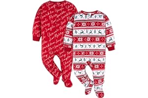 Gerber baby-boys Toddler Loose Fit Fleece Footed Pajamas 2-pack
