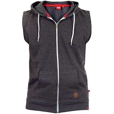 D555 Große Größe Herren Kapuzenpulli Duke Freizeit Ärmellos Jacke mit Kapuze Reißverschluss Kapuzenpullover - Dunkelgrau, 4XL