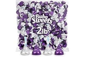 BUHA SWEETS Bulk Milk & Dark Chocolate Kisses Candy 2 Pound - Individually Wrapped Smooth & Rich Chocolate Kisses Assortment For Parties, Gifts & Treats - Approx 200 Pieces