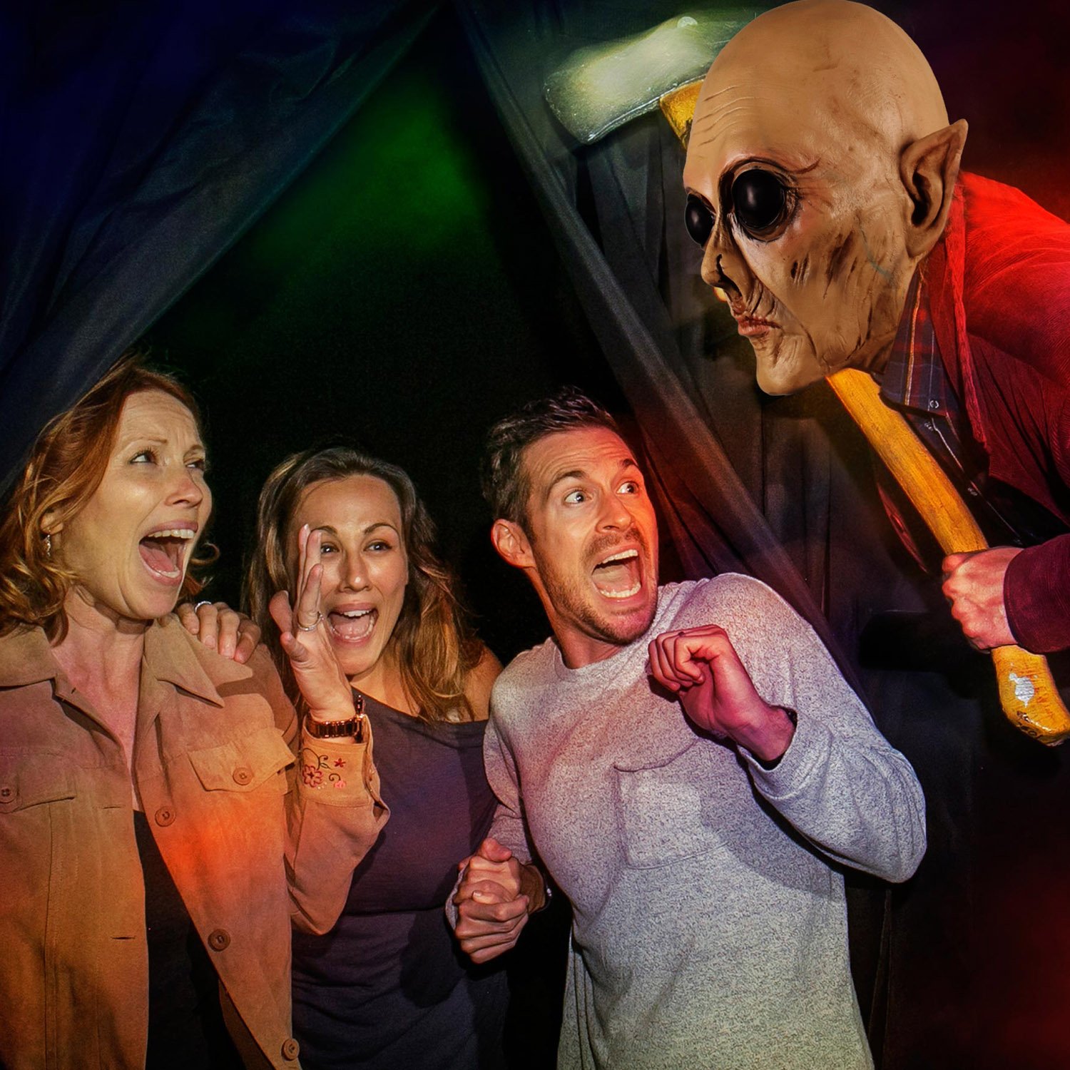 Molezu Horror UFO Alien Mask, Latex Creepy Geezer Mask, Halloween Costume Party Decoration Mask