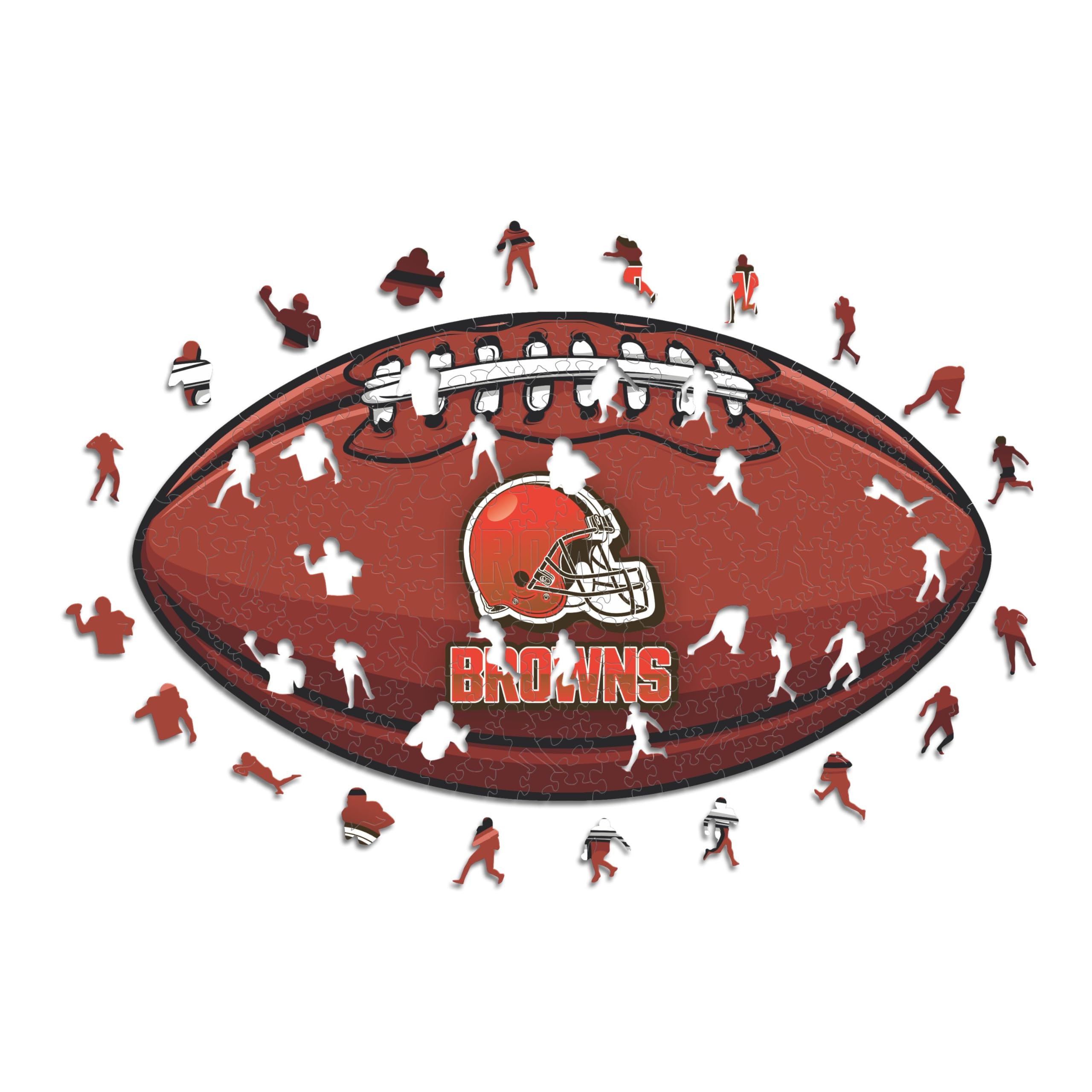 Iconic Puzzles, Cleveland Browns Crest, 100% eco-sustainable wooden puzzle with official license NFL, size M, 270 pieces