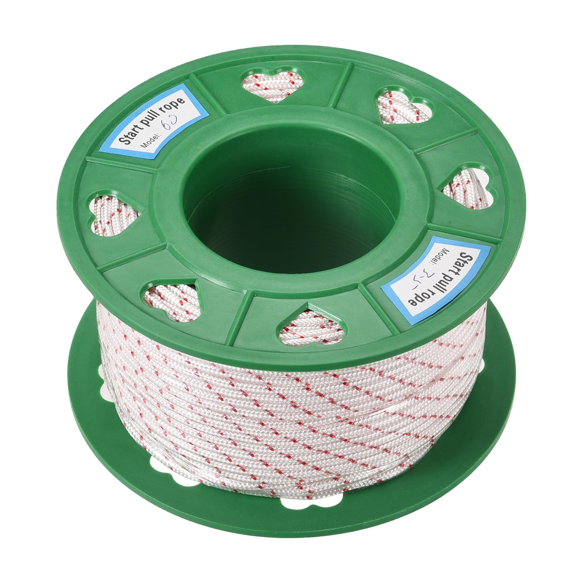 sourcing map Recoil start Rope 3.5mm 1/8 Inch Dia 60m 196ft Polyester Pull Cord White Red for Lawn Mower Trimmer Engine Replacement Part