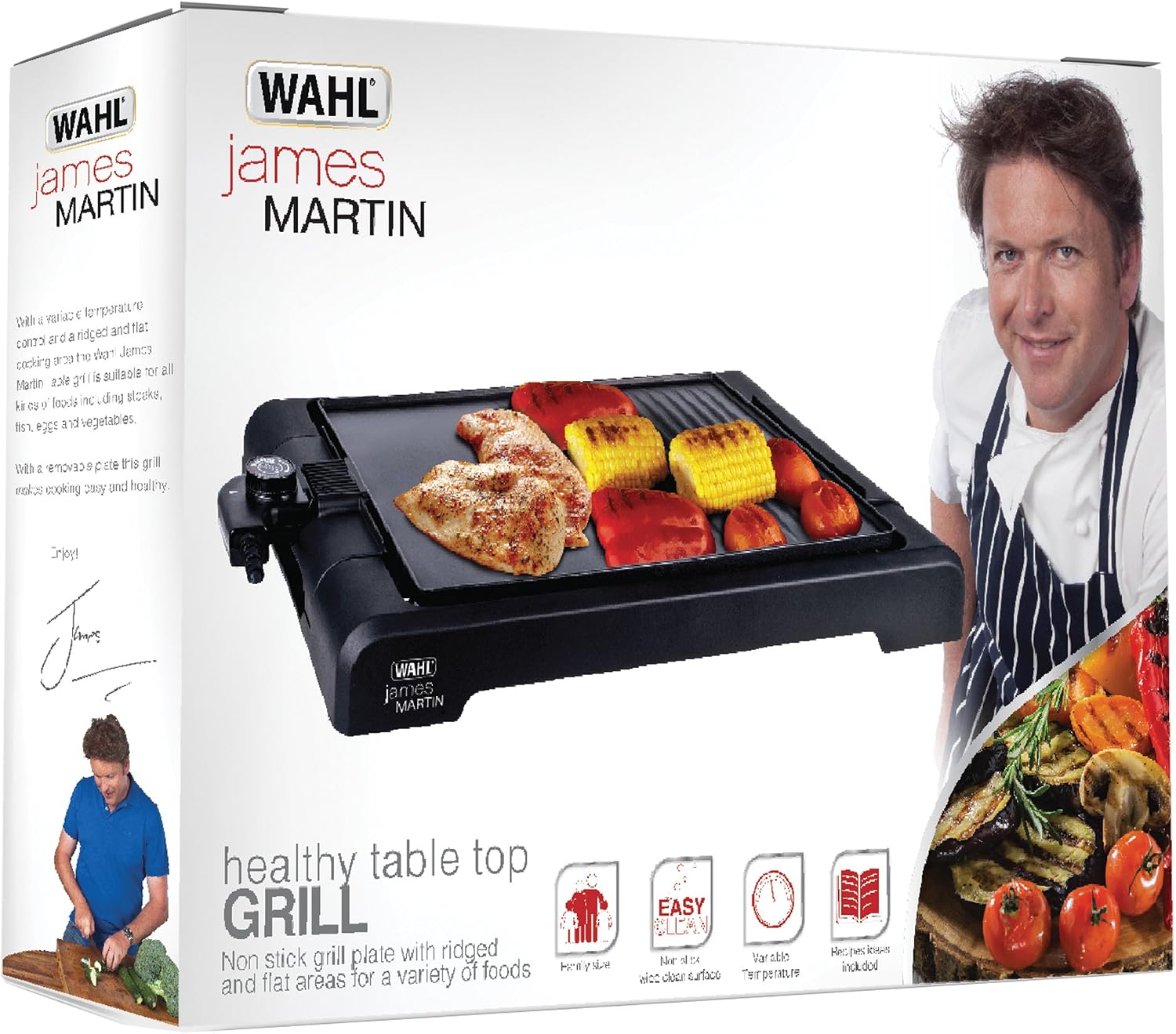 Wahl James Martin Tabletop Grill, Versatile Griddle, Hot Plate, Grill with Flat Plate, Grill for Healthy Food, Ridged Griddle, Easy Clean, Non Stick, Party Table Top Cooking - Image 3