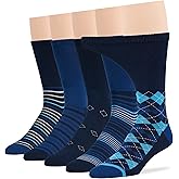 7BIGSTARS KINGDOM Men Diabetic Non-Binding Fashion Cotton Socks-5 Pack Large/XL