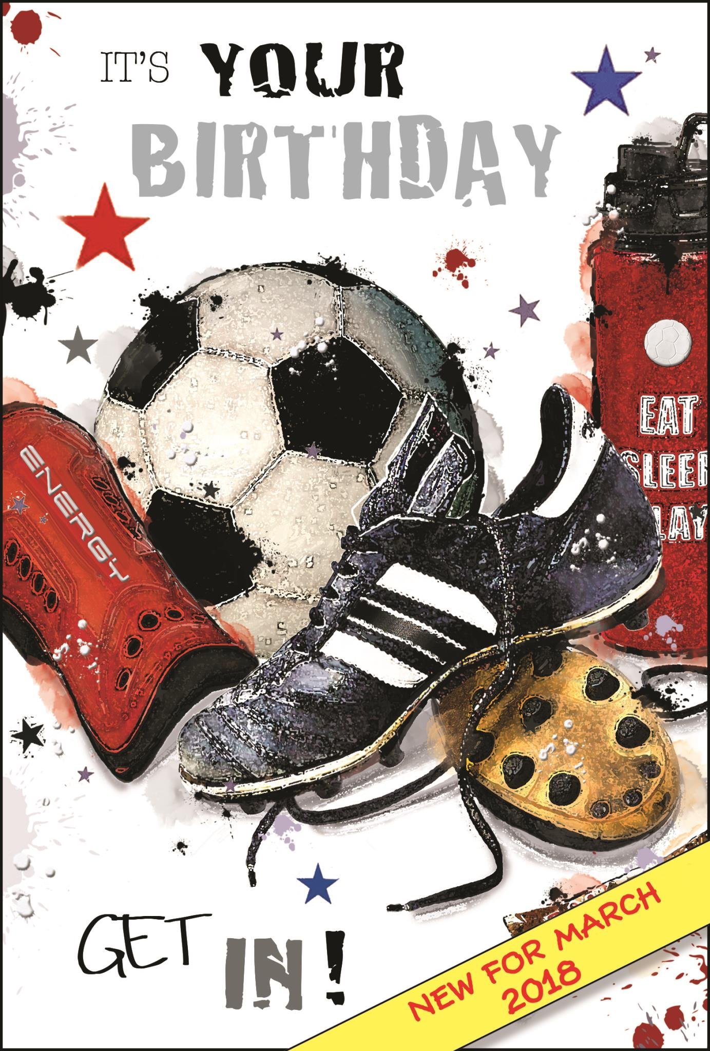 Male Birthday Card - (JJ-GR209) - Football - From The Graffix Range - Embossed & Foil Finish