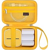 Canboc Carrying Case for Memoking/Ponek/Phomemo/Omezizy/Memoqueen T02 Mini Printer Sticker Printer, T02 Portable Thermal Printer Box for Thermal Paper, USB Cable, Yellow (Case Only)