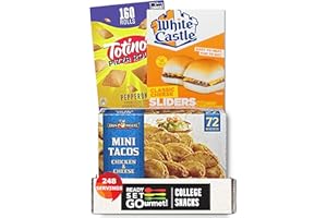 Ready Set Gourmet College Care Pack - Totino's Pepperoni Pizza Rolls - Don Miguel White Meat of Chicken & Cheese Mini Tacos - White Castle Cheeseburger Sliders, The Original Sliders. (3 - Pack - 1 of Each)