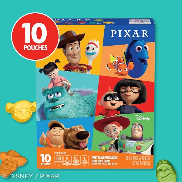 DISNEY PIXAR FRUIT FLAVORED SNACKS, GUMMY TREAT POUCHES, 10 CT