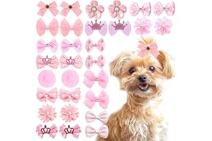 YAJTJX Dog Bows 30pc Handmade Rubber Band Cute Bulk Puppy Dog Hair Bows,for Holiday Daily Dogs Hair Accessories Gift (30pcs Pink) ﻿