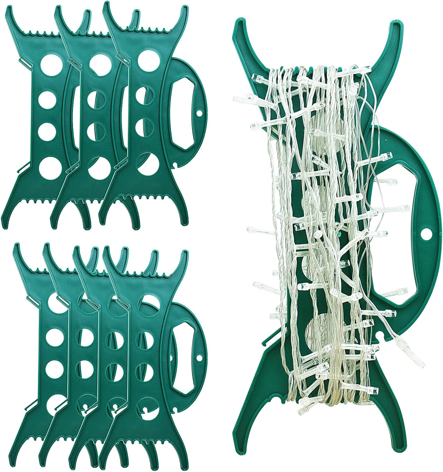 Holiday Décor Storage - 8PCS Christmas Lights Storage Holder Green Christmas Lights Organizer All Purpose Light and Cord Wind Up Cord Storage Reel Extension Cord Organizer Christmas Light Winder for Tree Lights Garland Beads